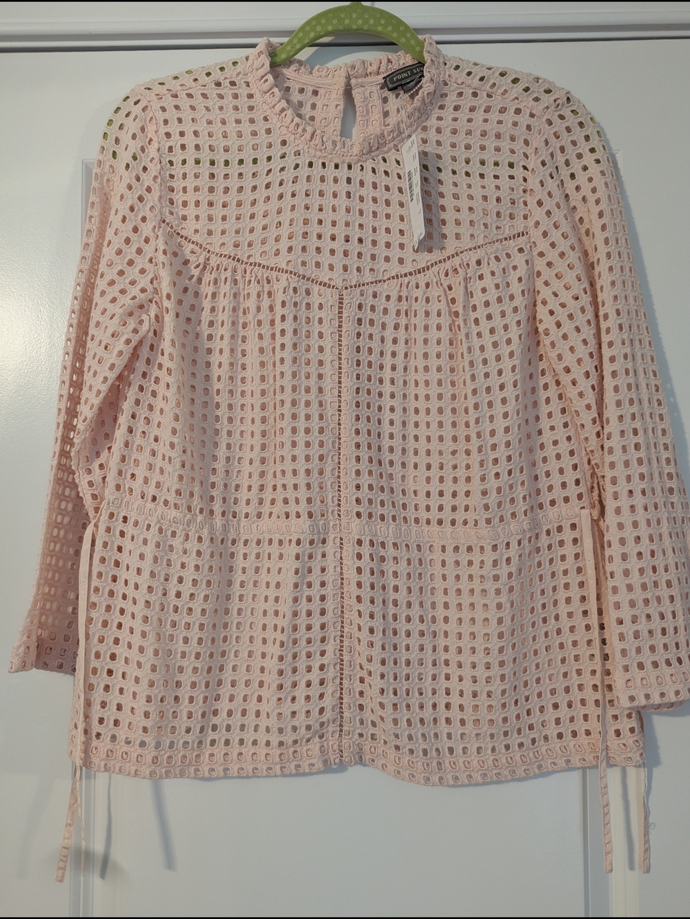 NWT J. Crew Eyelet Peplum Blouse in Pale Pink